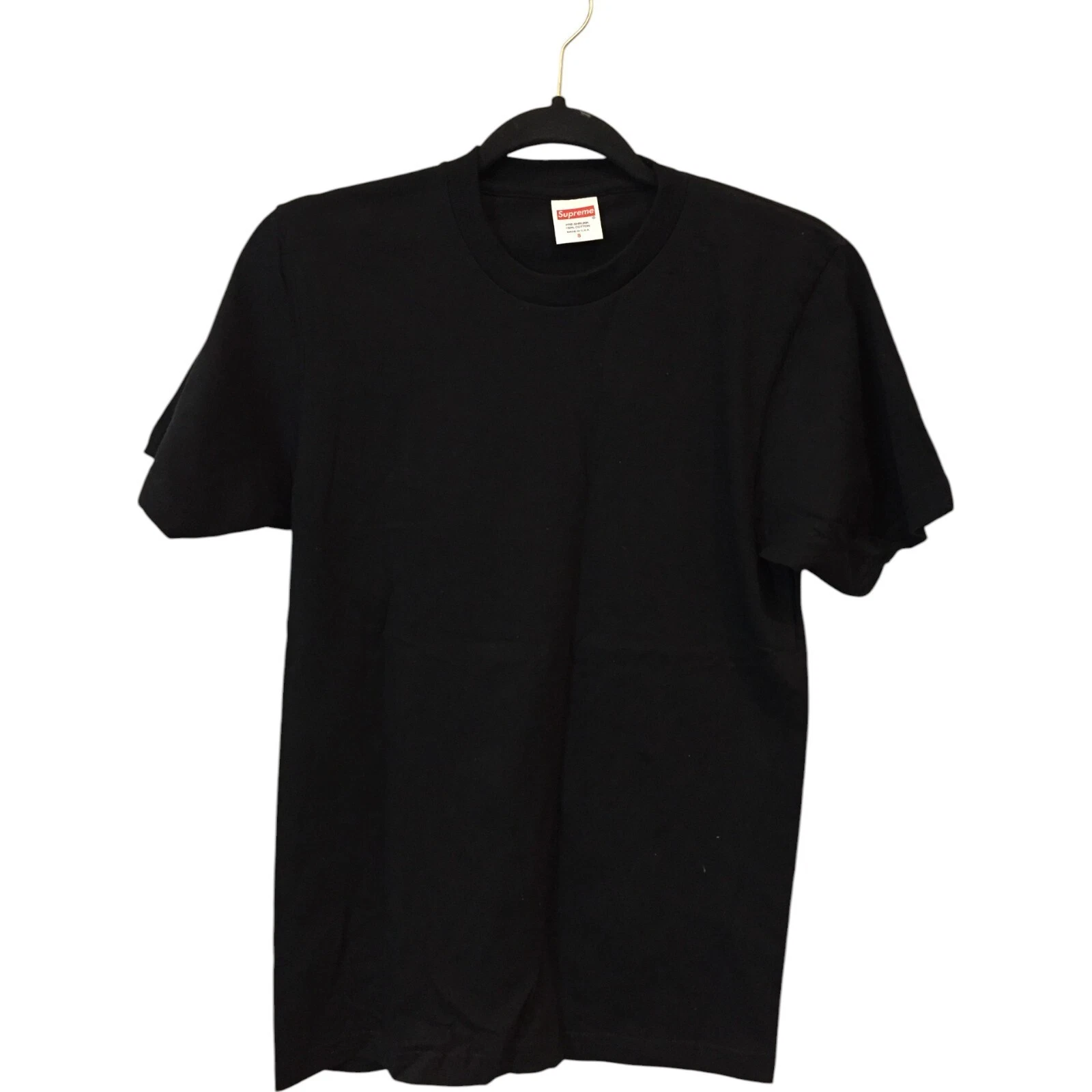 T shirt Supreme manches courtes homme taille S noir col ras du cou coton pré rétréci