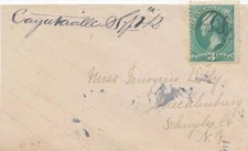 New York Cayutaville 1882 blue ms  1854-1902  3c Washington Banknote  Reduced at