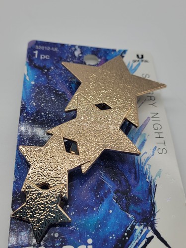 4 PACK SCUNCI STARRY NIGHTS CLIP TWO GOLD & TWO SILVER WITH BUILT IN CLIP - Picture 8 of 10