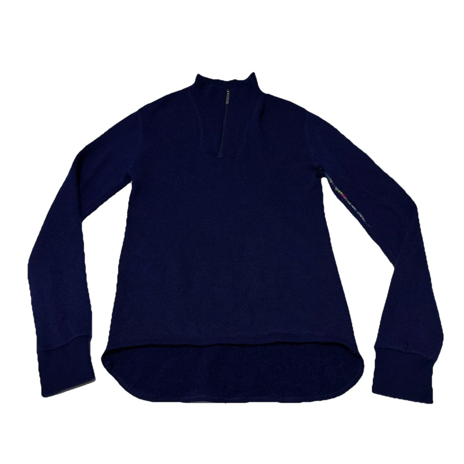 MENS MED (50-52) ULLFROTTE SWEDEN 70% WOOL SWEATER BASE LAYER TOP 1/4 ZIP NAVY