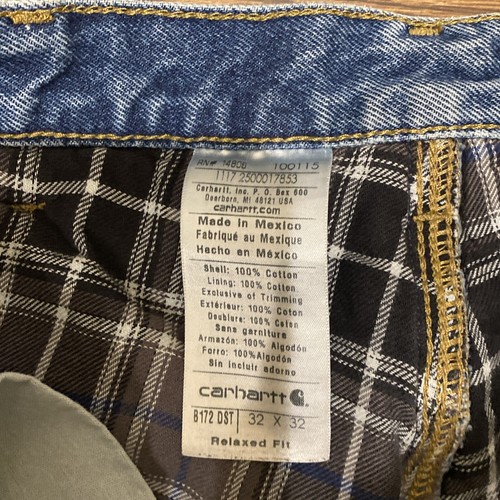Carhartt Jeans Adult 32 X 32 Blue Denim Fleece Lined Relaxed Work Outdoor Men - Picture 10 of 12