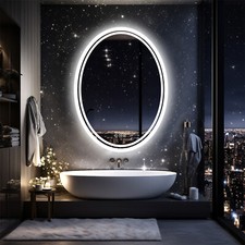 LED Bathroom Mirror Illuminated Makeup Wall Mount Backlit Anti-fog Framless HD