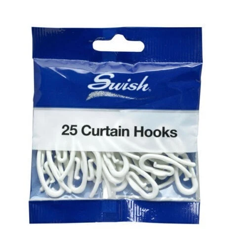 25 Ganci per Tenda Tendine Curtain Hooks White Bianco Italia Gancio Swish - Immagine 3 di 4