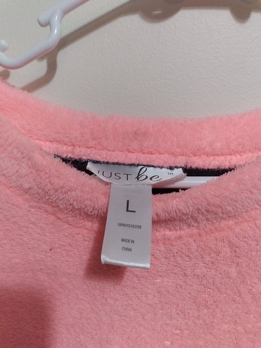 Just Be Night Owl Vintage Pink Pajama Top Long Sleeve Shirt Size LG - Picture 3 of 4