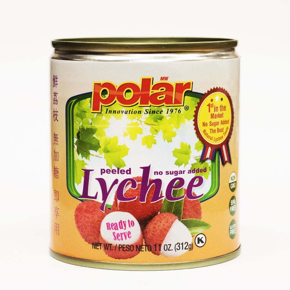 (6 pack) MW Polar Peeled Lychee No Sugar Added, 11 oz Can