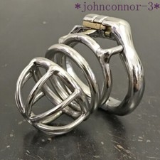 Stainless Steel Male Chastity Device Men Metal Cage Locking Belt with Large Ring