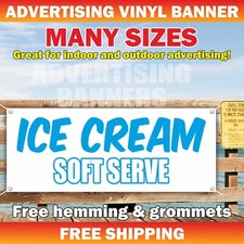 SOFT SERVE ICE CREAM Advertising Banner Vinyl Mesh Sign Flag Flavors Shaved ice