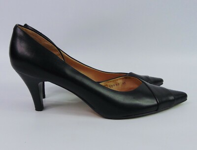 Staccato High Heel Black Leather Court Shoes Pointed Size UK EUR 40  UK