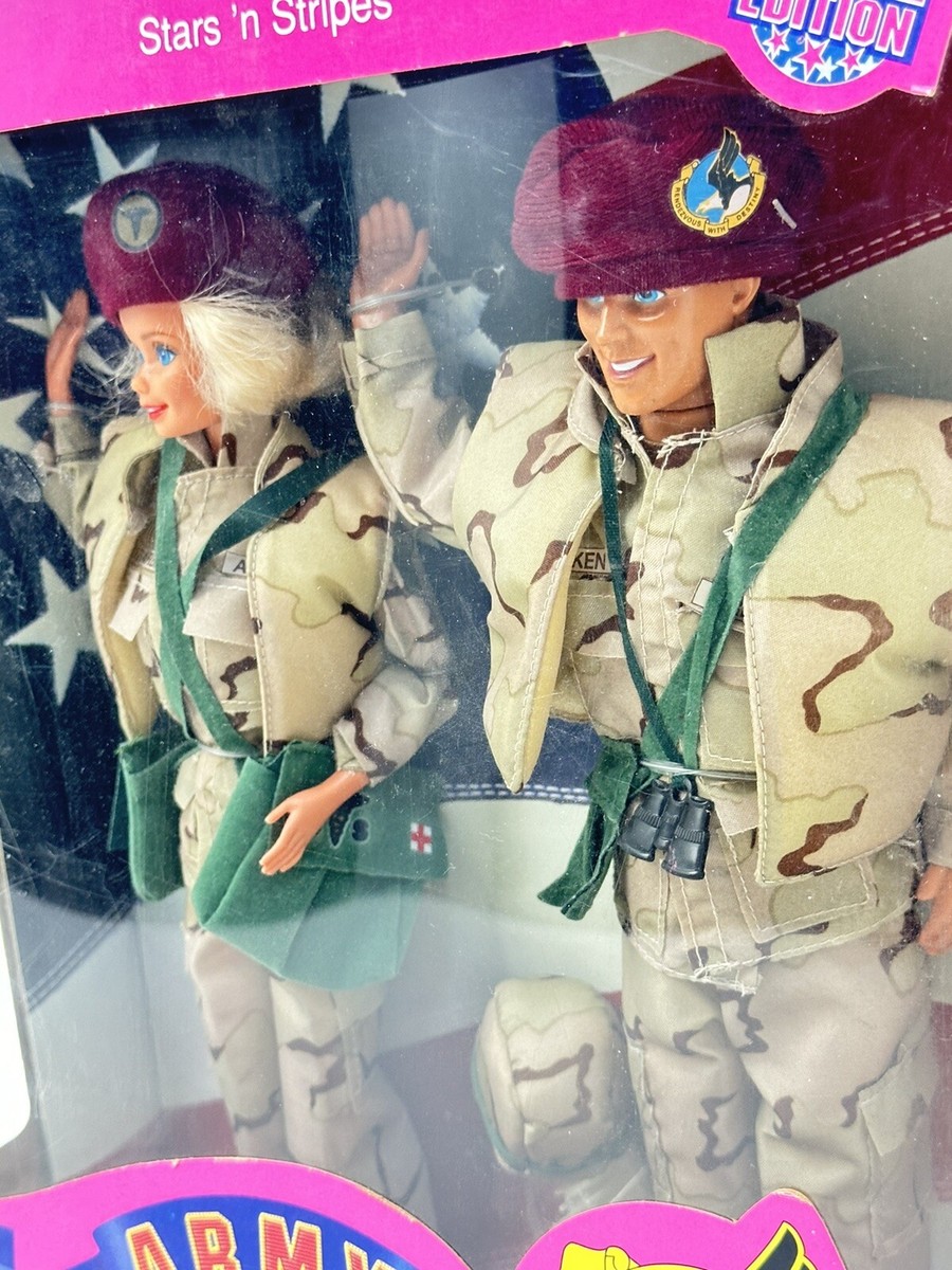 Vtg Army Barbie And Ken Deluxe Set Stars 'N Stripes Special