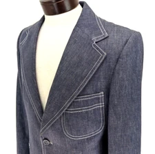 Vtg 60s RICHMAN BROTHERS Men's 40R Raw Denim Blazer Sport Coat Blue Jacket Flaw*