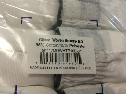 New Pack of 10 White Gildan Woven Boxers Mens Underwear 55% Cotton Size Medium - Picture 2 of 3