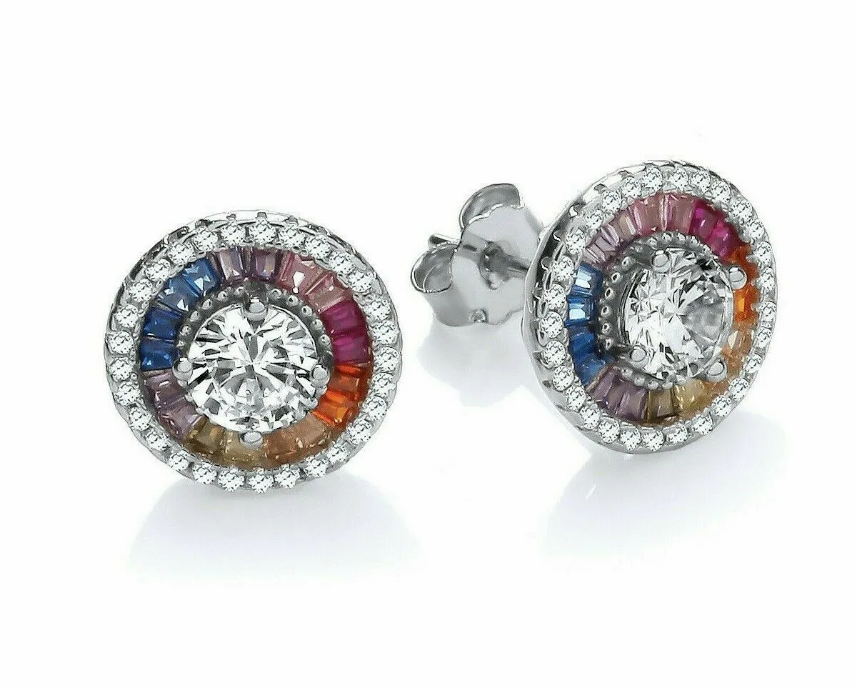 18K White Gold Multi Color Sapphire & Diamond Earrings, Jewelry - Snow's  Jewelers Miami Lakes