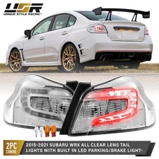 CLEAR Lens Tail Light Red LED (Left + Right) Pair For 15-21 Subaru WRX STi VA