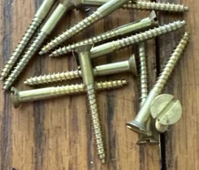 # 5 X 1-1/4” Wood Screws Antique Slotted Flat Head Brass USA 20 Pk Free Shipping
