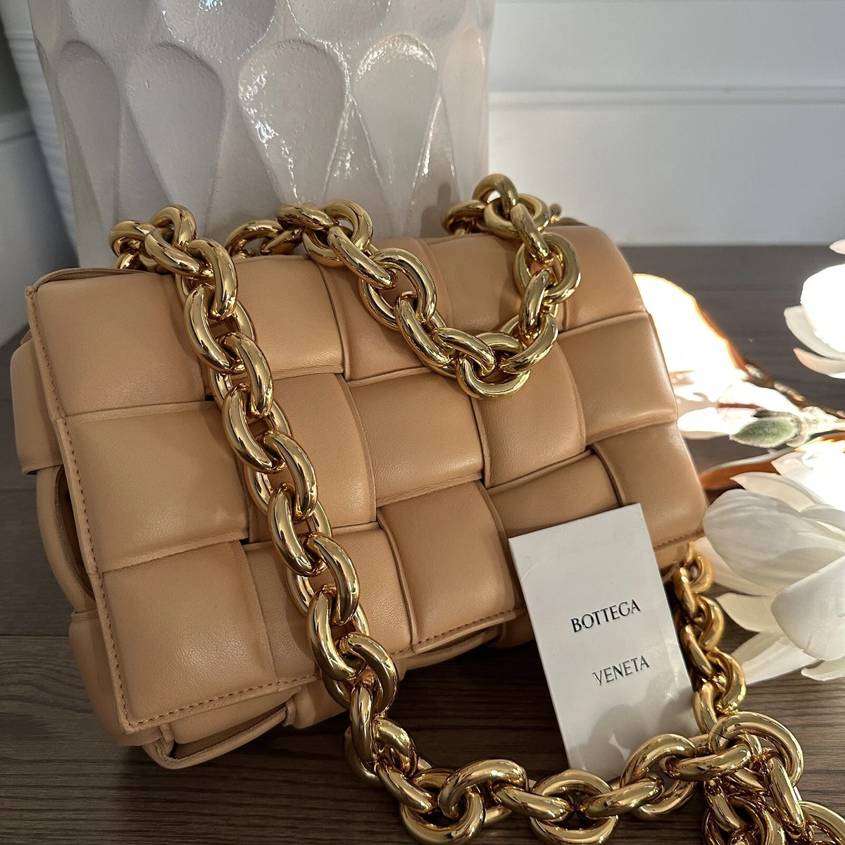 Bottega Veneta Jodie Chain Mini Shoulder Bag in Natural