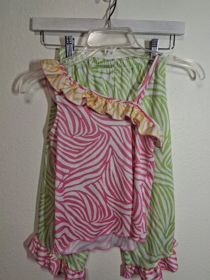 VTG Laura Dare 2 Piece Outfit Colorful Zebra Animal Print Y2K Girls Size 8 - Image 3 of 4