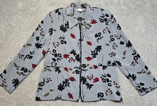 Kensington Square Vtg Jacket Full Zip Gray Floral Lightweight USA Made Women 8P