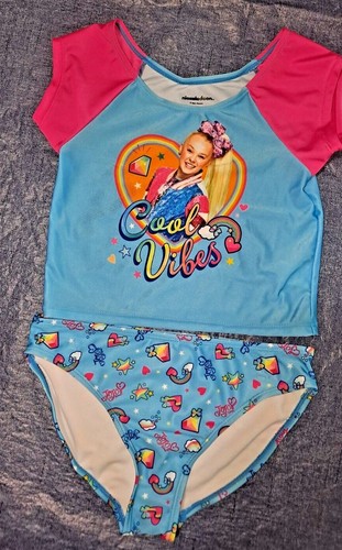 Nickelodeon Girls Swimming Suit 2 Piece Set Cool Vibes Size 10/12 Pink/Blue - Picture 3 of 8