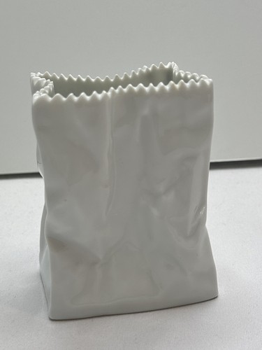Vintage Rosenthal Tapio Wirkkala Paper Bag Mini Vase 4" High Gloss White - Picture 6 of 9