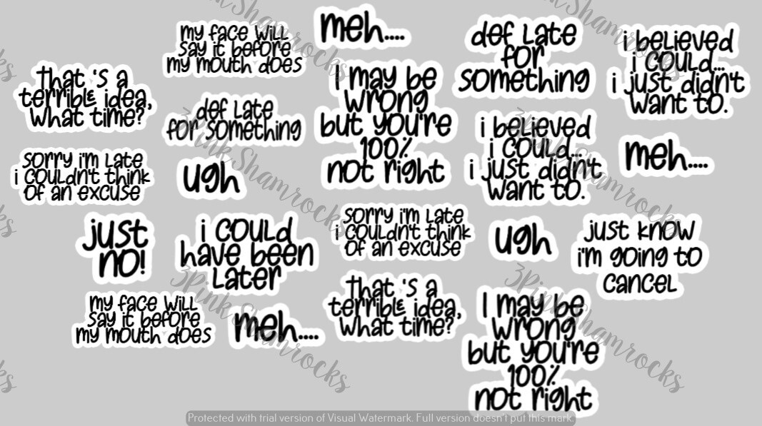 20 Funny Sarcastic Quotes ~ Stickers  Waterproof  Scrapbook Tumbler Laptop