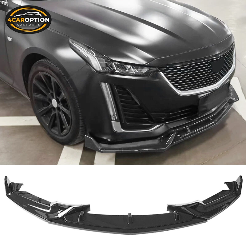 Fits 20 23 Cadillac CT5 Front Bumper Lip Spoiler 3pc Gloss Black