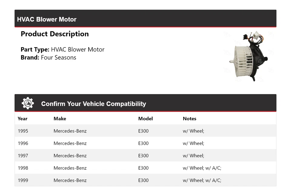 Motor soplador de climatización para Mercedes-Benz E300 1995-1999 4 estaciones 1996 1997 1998 Foto 2 de 4
