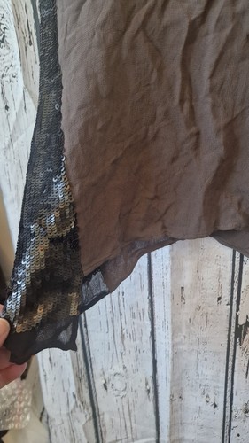 ALLSAINTS Vest Sequin Sleeveless Grey Black Tank Top Cami Size 8 Party Sparkly ✨ - Picture 3 of 6