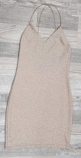 Bodycon Mini Dress H&M Divided Women's Silver Sparkly Open Back US XS
