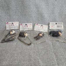 Vintage Plastic Doll Heads Brown Hair Creepy Craft Lot of 4 Halloween NOS READ