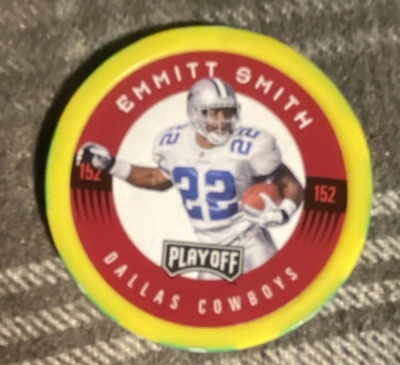 1997 Playoff First & Ten - Chip Shot Emmitt Smith Yellow Poker Chip