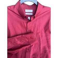 Gold Label Roundtree Yorke Dress Shirt Mens 17 35 Red Non-Iron Cotton Fitted