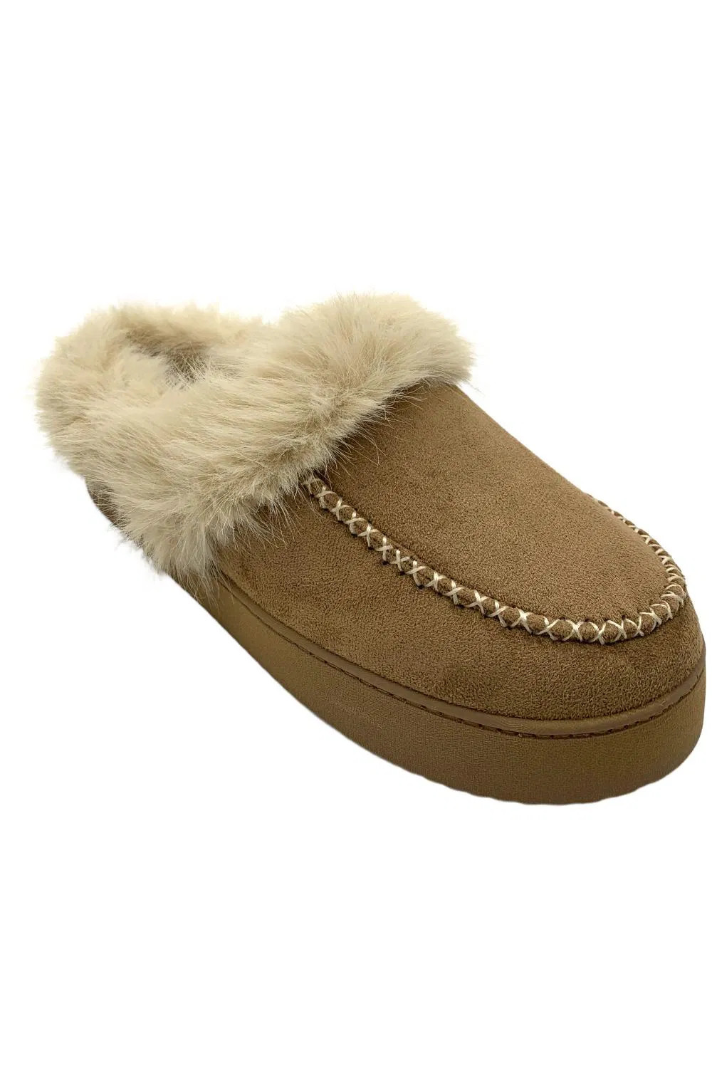 Journee Womens Taran Sherpa Round Toe Mule Slippers Chestnut 5890₽