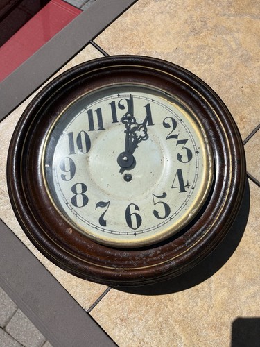 ANTIQUE METAL M.&SOHN KARLSTEIN TRAIN RAILWAY STATION CLOCK 12”