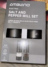Hey Chef Here Is A Black Electric Salt & Pepper Mill Set Lites Up Batteries Incl
