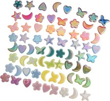 200g Glass Mosaic Tiles Butterfly Star Heart Shapes for Crafts Stained Glass DIY