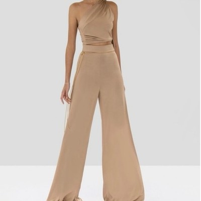 NWT Alexis Camilo High-Rise Wide-Leg Pants Beige Tan Women s Size Small
