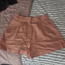 H&M ladies linen blend shorts size 8/10 apricot colour good condition 