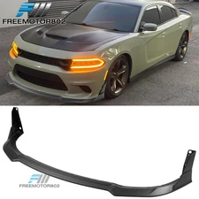 Fits 15-23 Dodge Charger SRT GT Scat V4 B Style Front Bumper Lip Matte Black ABS