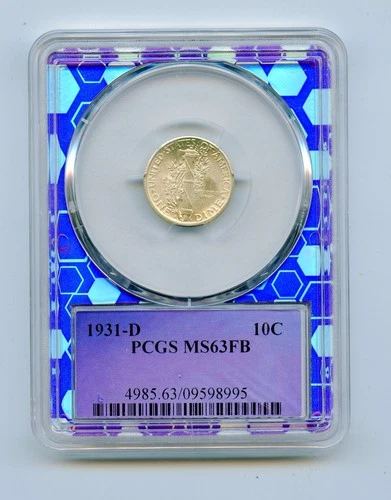 1931-D Mercury Silver Dime 10c PCGS MS63 Full Bands - Trader Bea