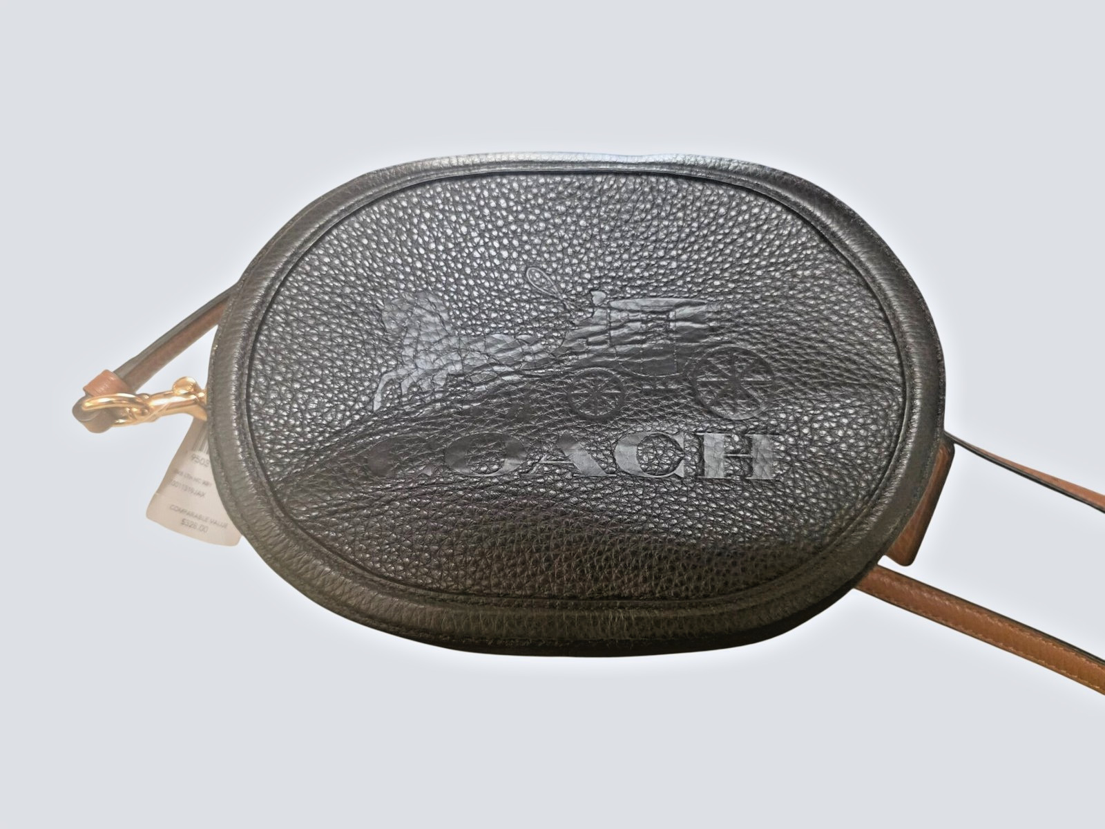Coach Black Pebbled Leather Crossbody Bag With Embossed Horse & Carriage Logo