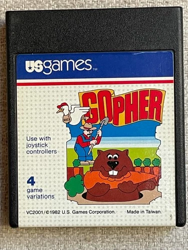 VINTAGE 1982 US GAMES ATARI GOPHER RARE SHOOTER VIDEO GAME CARTRIDGE WORKS