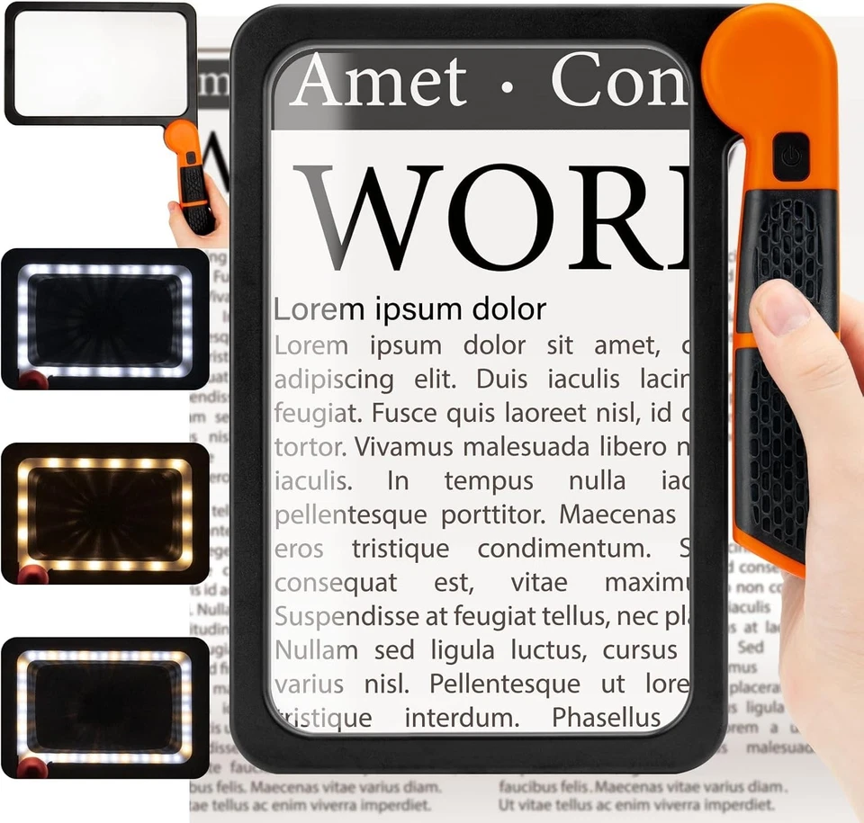 Lupa Grande con Luz, Página Completa 5X Lupa 48LED Frío y Cálido L... Foto 2 de 4