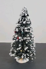 Lemax Snowy Pine Trees Flocked Snow Trees 9” Snow Cap Base