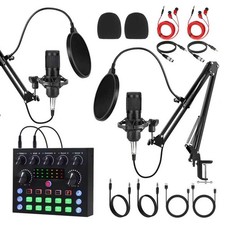 Podcast Equipment Bundle for 2, Studio Recording Kit with Dual Condenser Mics...
