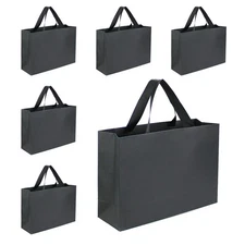 Black Gift Bags with Handles,6 Pcs 12.6"x4"x8.7" Black Gift Bag,Paper Shoppin...