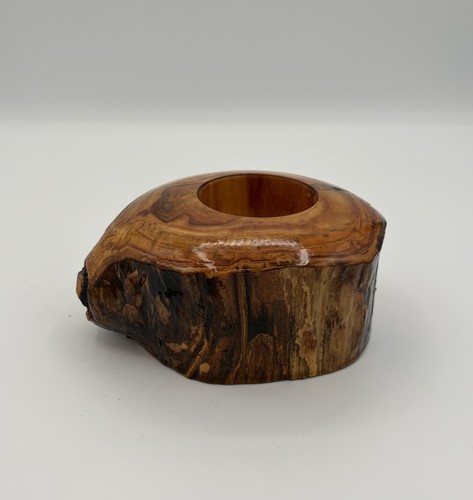Vintage Wood Burl Live Edge Hand Turned Votive Tea Light Candle Holder 5.5"