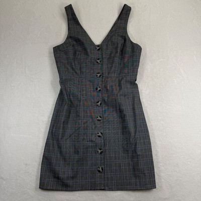 Show Me Your Mumu Arlette Button Down Dress Gray Plaid Cotton Stretch Small