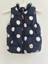 Gymboree Kids Girls Big Polka Dot 100 Polyester Ruffle Puffer Vest Navy S 5-6