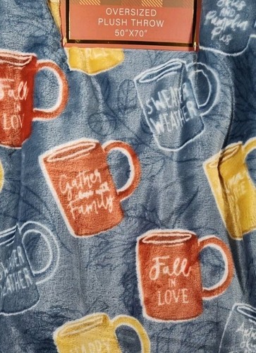 Pumpkin Spice & Everything Nice 50 X 70 Fall Weather Plush Throw Blanket NEW - Picture 3 of 5