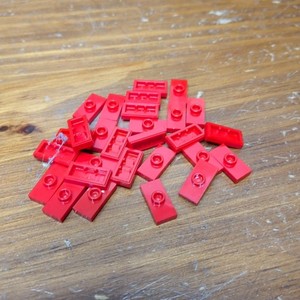 Lego Red Plate, Modified 1 x 2 with 1 Stud with Groove (Jumper) - Qty 28